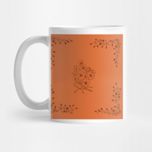 rust floral Mug